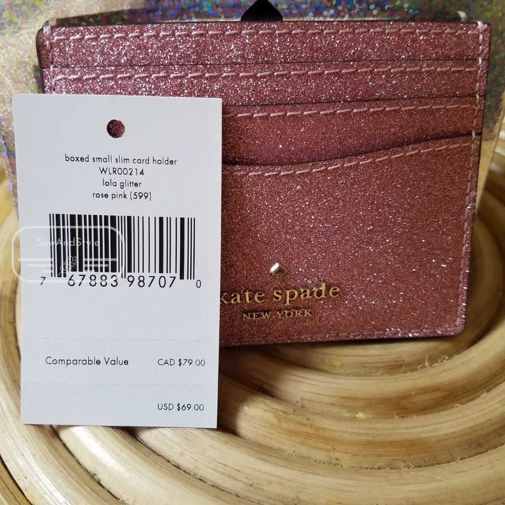 Kate Spade Small Boxed Slim Card Holder Pink Rose - Picture 8 of 11